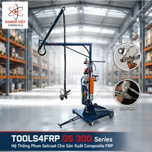 TOOLS4FRP GS 300 Series là hệ thống phun Gelcoat cho sản xuất Composite FRP, gồm GS 307, GS 310 và GS 335 với bình áp lực 7–35 kg, sử dụng súng phun 2K-200.