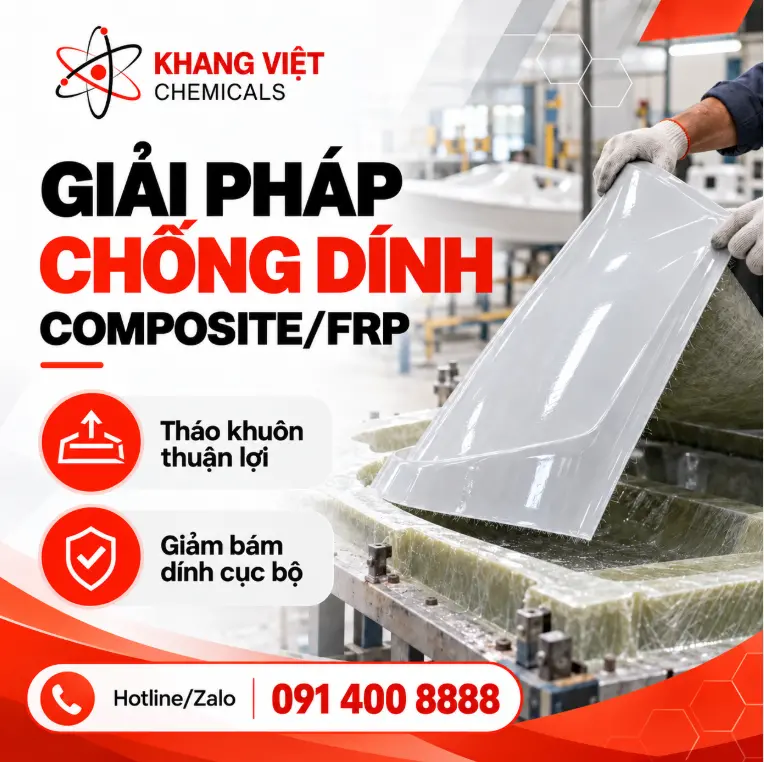 Tìm hiểu giải pháp chống dính Composite/FRP giúp tháo khuôn thuận lợi, hạn chế bám dính, giảm tích tụ trên khuôn và tối ưu quy trình sản xuất.