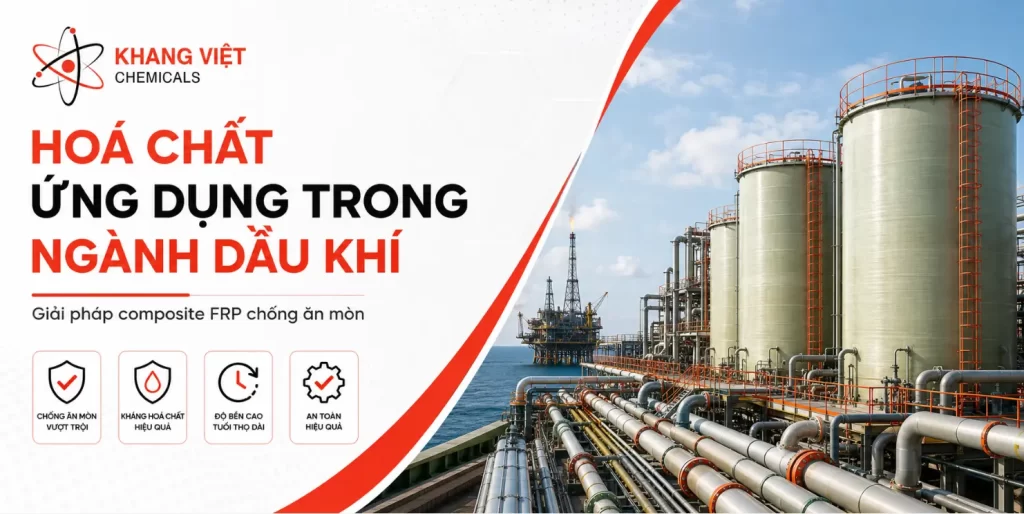 Meta Description: Hoá chất ứng dụng trong ngành dầu khí tại Khang Việt với giải pháp nhựa Vinyl Ester, Composite FRP chống ăn mòn cho bồn chứa, đường ống và xử lý hóa chất.