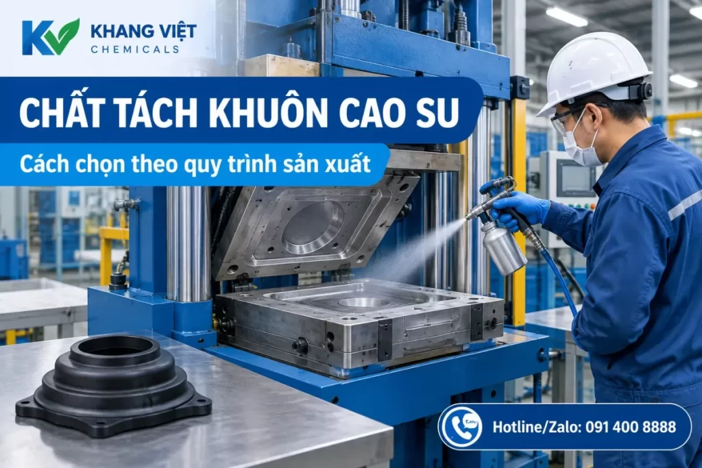 Chất tách khuôn cao su được phun lên bề mặt khuôn trước công đoạn ép