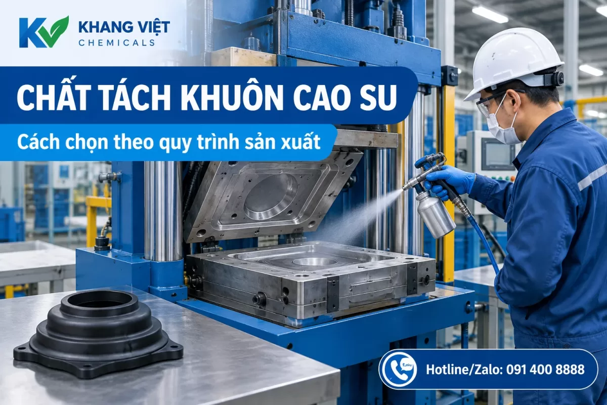 Chất tách khuôn cao su được phun lên bề mặt khuôn trước công đoạn ép