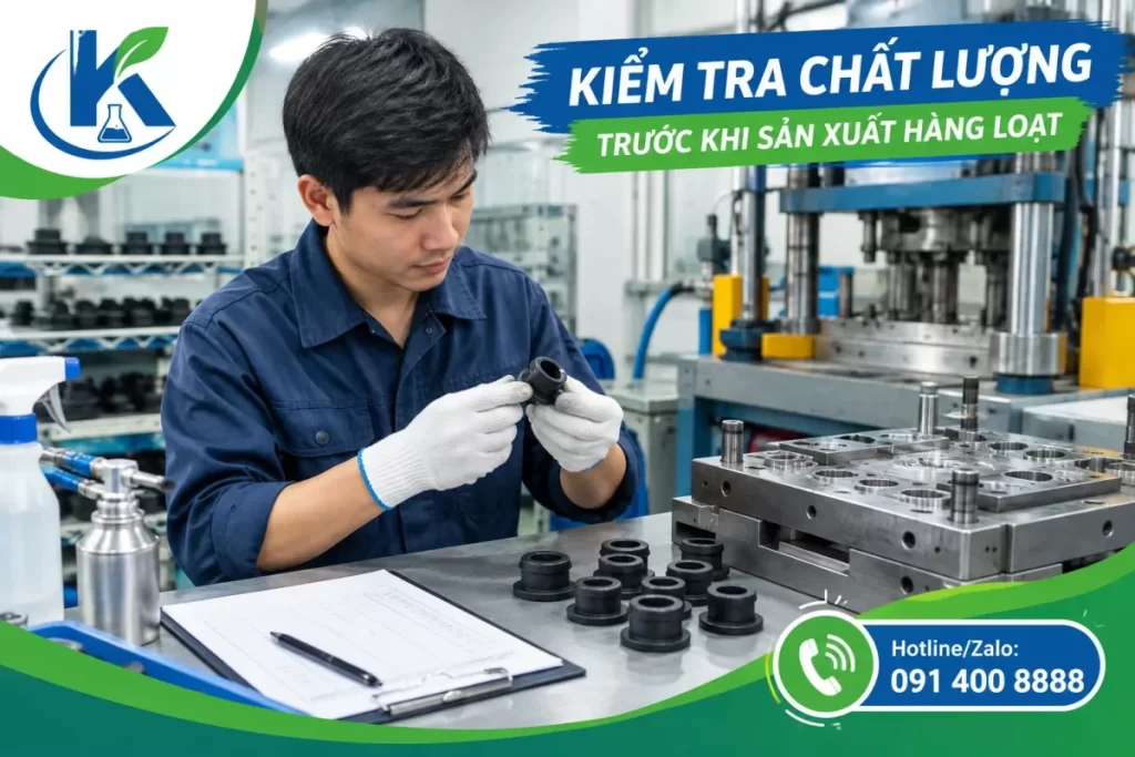Thử mẫu chất tách khuôn trước sản xuất Thử nghiệm chất tách khuôn cao su trên mẫu trước khi sản xuất hàng loạt